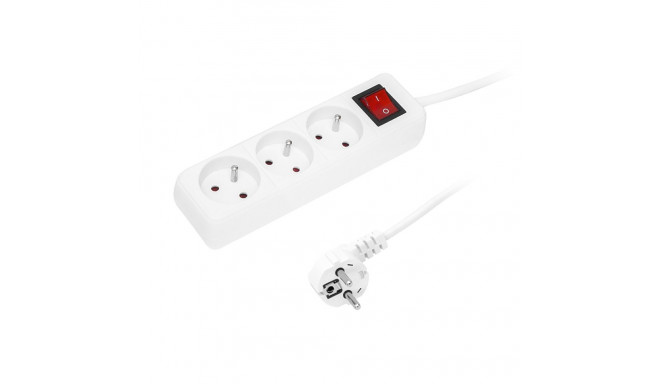 98-731# Toitekaabel PR-370WSP 3-pesaga maandusega + lüliti 1,5m valge 3x1,5mm