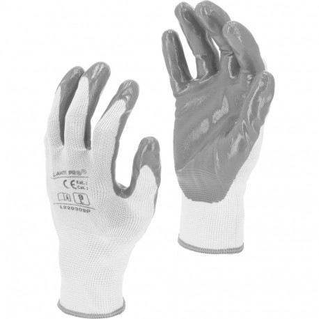 Nitrillkindad hall-valge l220310p, 12 paari, "10", ce, lahti