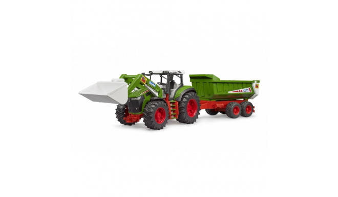 Tractor with front loader and trailer