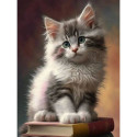 Diamond Mosaic - Kitten on Books