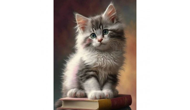 Diamond Mosaic - Kitten on Books