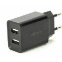 Gembird 2-port universal USB charger EG-U2C2A-03-BK Black