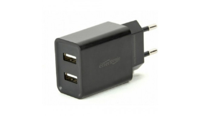 Gembird 2-port universal USB charger EG-U2C2A-03-BK Black