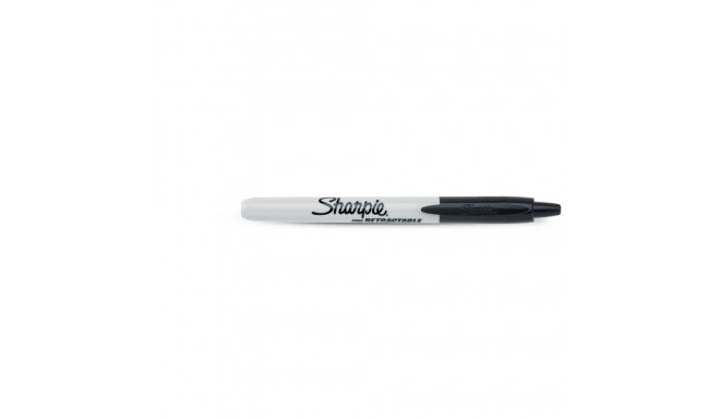 Marker permanent Sharpie Retractable Black F, 1,0mm must lülitiga