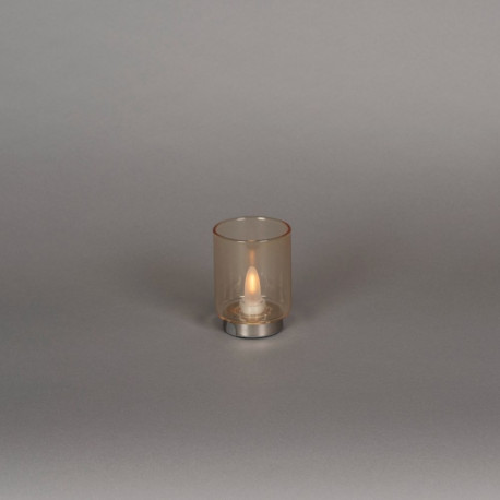 Laetav küünal wwLED, K-11cm, D-8cm, USB juhe kaasas, hämardatav / suitsuklaas, hõbedane alus