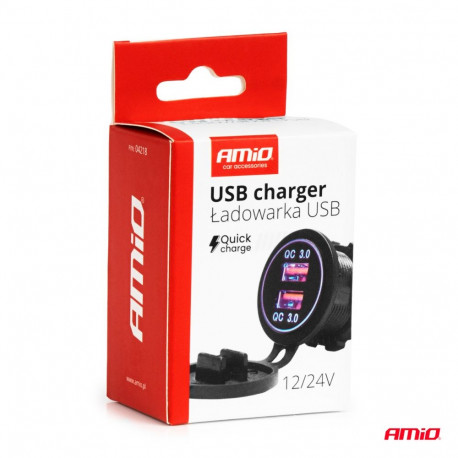 Laadija 2xUSB sinine valgustus Quick 3.0