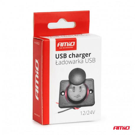 Laadija 2xUSB-C pesa 12/24V punane taust