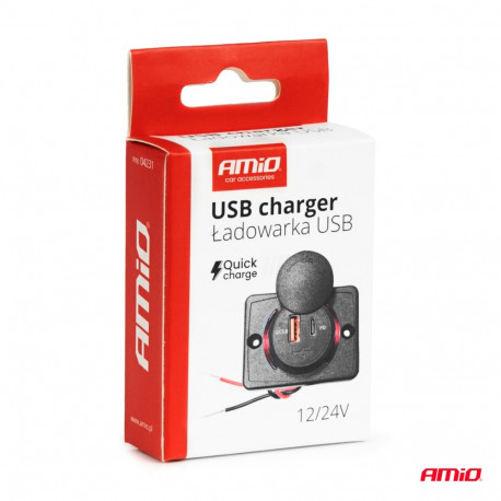 Laadija USB ja USB-C pesa 12/24V
