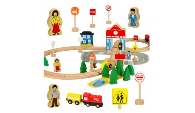 RoGer Wooden station with train and accessories 50pcs.