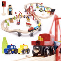 RoGer Wooden train car track and accessories 70el.