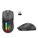 Aula F813 2in1 RGB Gamin 2.4G Wireless + USB Wired Mouse 7 button 800-4800dpi with battery Black
