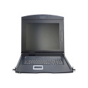 DIGITUS modularized 43.2cm 17inch TFT console with 8 port KVM US keyboard RAL 9005 black color