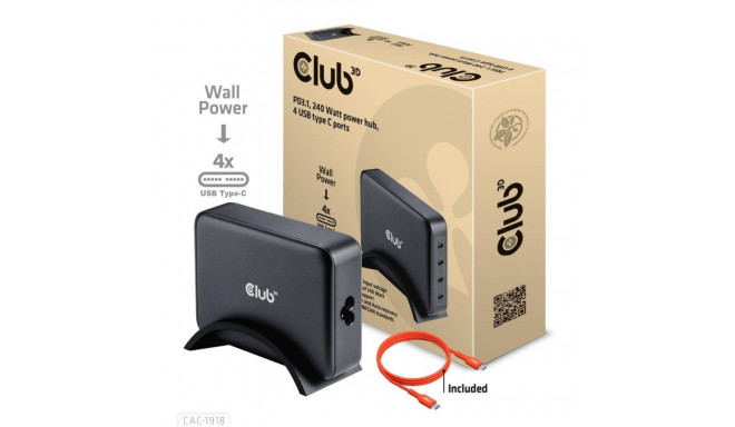 MOBILE CHARGER 4PORT/GAN 240W CAC-1918 CLUB3D