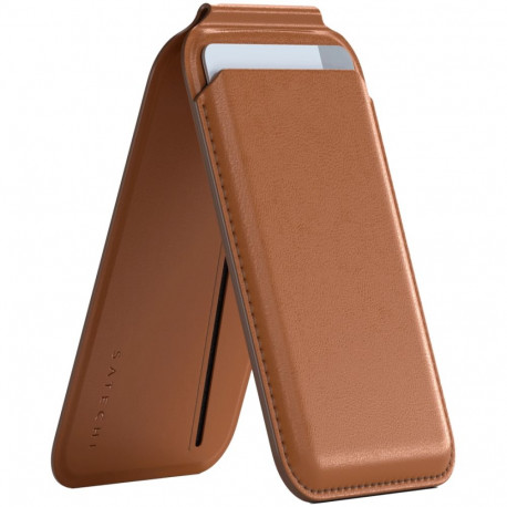 SATECHI Vegan-Leather Magnetic Wallet Stand (Brown)
