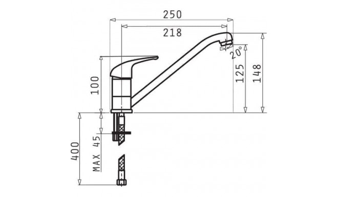 Kitchen Mixer - PYRAMIS ASALIA Single Lever Stainless Steel Black