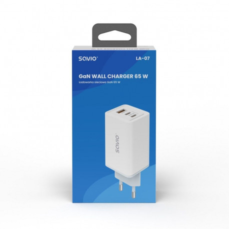 Wall Charger - Savio La-07 65w Mains Charger, Usb, Qc4.0+, Pd 3.0 Whit