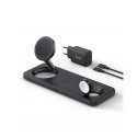 Wireless Charger - Maggo 15w 3-in-1 Horizontal Magnetic Station Black