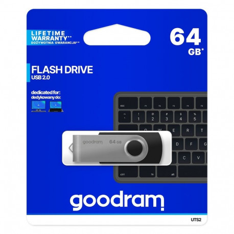 USB Flash Drive - Goodram Uts2 64 Gb, Silver, Black