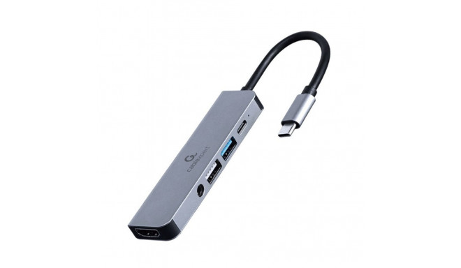 Multi-Port Adapter - Gembird A-CM-COMBO5-02 USB Type-C 5-in-1 Silver