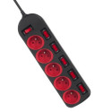 Power Extension - Maclean MCE204 1.5m 5 AC Outlets Indoor Red, Black