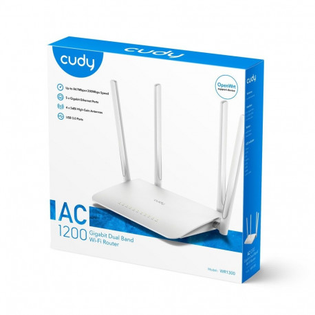 Wireless Router - Cudy WR1300 Dual-Band Gigabit Ethernet White