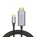 USB-C to HDMI Cable - SAVIO CL-171 2m Silver/Black Gold Tips