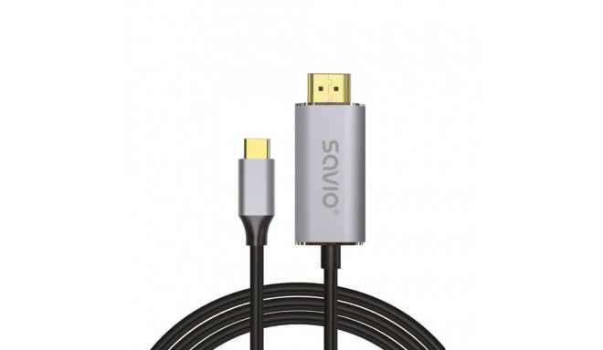 USB-C to HDMI Cable - SAVIO CL-171 2m Silver/Black Gold Tips