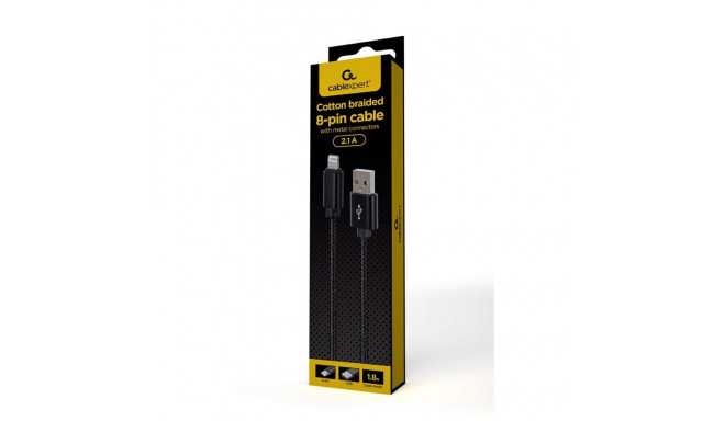 Lightning Cable - Gembird Cotton Braided, Black