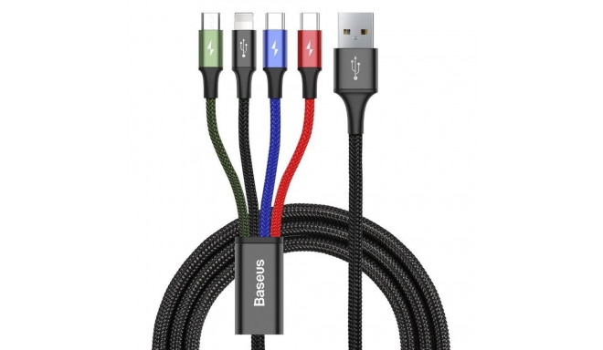 USB Cable - Baseus Fast 4in1 1.2m Black 2xusb-c / Lightning Micro 3.5a