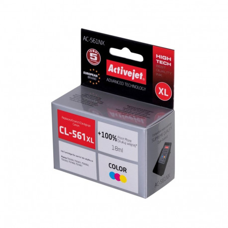 Ink Cartridge - Activejet AC-561NX High-Yield 18ml Compatible for Canon CL-561XL Color: Cyan, Magent