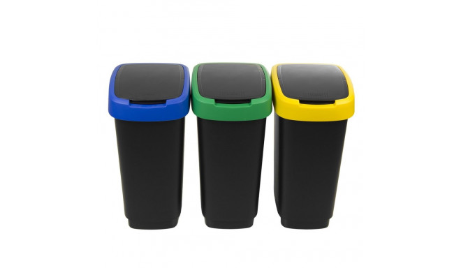 Trash Bin Set - ROTHO Twist 3 x 25L Blue, Black, Red, Green