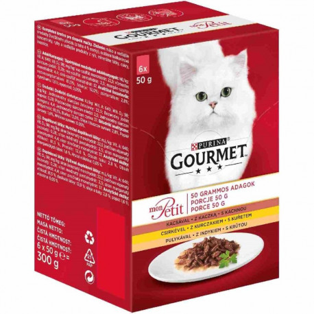 Wet Cat Food - Gourmet Mon Petit Poultry Mix 6 X 50g
