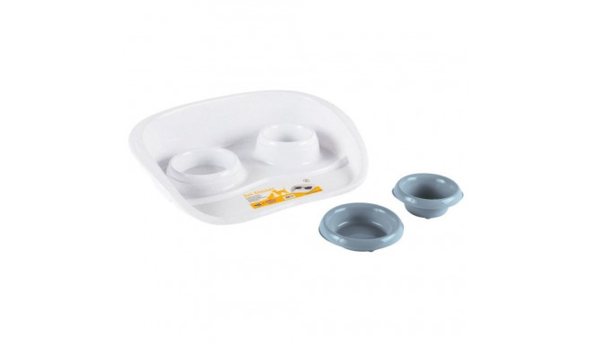 Pet Supplies - KERBL Dog/Cat Bowl Stand 2xCeramic White/Black KERBL Dog/Cat Bowl Stand - 1x300ml & 1