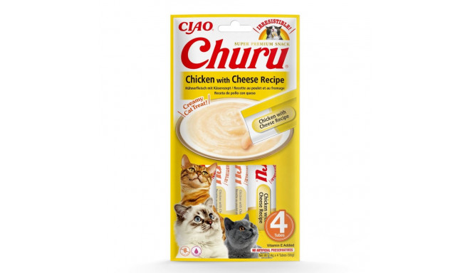 Cat Treats - Inaba Churu Chicken Cheese 4x14g, Yellow