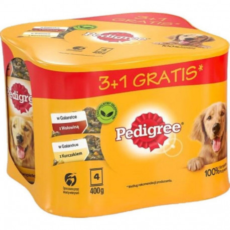 Wet Dog Food - Pedigree 4 X 400g Chicken & Jelly Dog Food