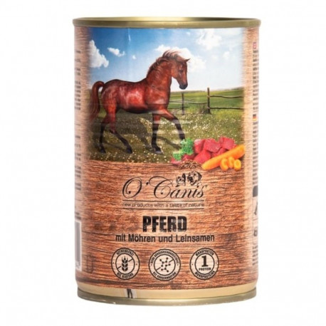 Wet food - O'CANIS - Horse meat with vegetables and flax seeds - 400 G