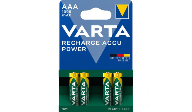 Battery - VARTA HR03 AAA 1000 mAh NiMH Rechargeable 4 pcs Green, Yellow