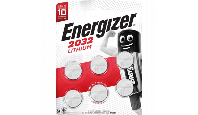 Battery - Energizer CR2032 Lithium 3V Coin Cell Battery 6 Pack