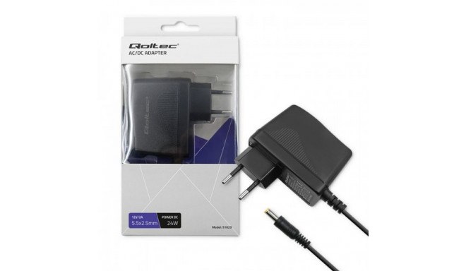 Adapter - Qoltec 51023 24W Indoor Black Qoltec 51023 Power Adapter/Inverter 24W - Indoor, Black