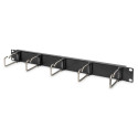 Cable Management Panel - Digitus 1U Steel with Rings Black