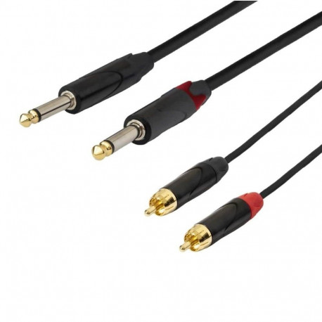 Audio Cable - Cable 2x Rca - Jack Mono 6, Black