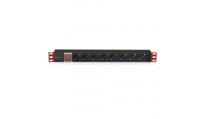 Power Distribution Unit - Techly I-CASE STRIP-81UD 8 AC Outlets Black, Red