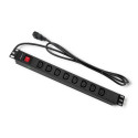 Power Strip - Qoltec 53998 PDU 1U 10A 8xIEC C13 Black