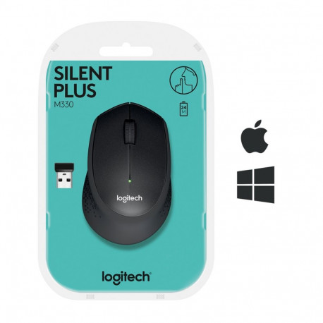 Computer Mouse - Logitech M330 Silent Plus Wireless 1000 DPI 10m Range Black