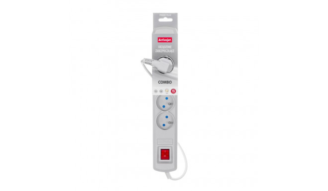 Extension cord - Activejet ACP-5GN 3M SZ 5 AC Outlets Indoor Gray