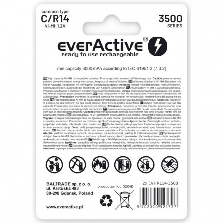 Rechargeable Batteries - everActive R14/C Ni-MH 3500 mAh 2 pcs.