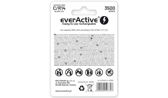 Rechargeable Batteries - everActive R14/C Ni-MH 3500 mAh 2 pcs.