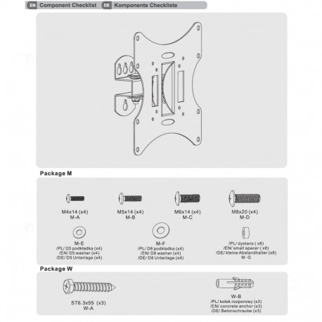 TV Bracket - Maclean Mc-501a Universal Up To 30kg Vesa 200x200 Black