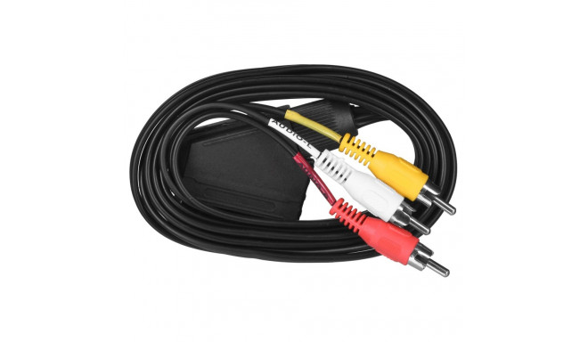 Audio/Video Cable - Savio 2m SCART - 3xRCA, Black