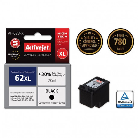 Ink Cartridge - Activejet AH-62BRX - Replacement HP 62XL C2P05AE; premium; 20 ml